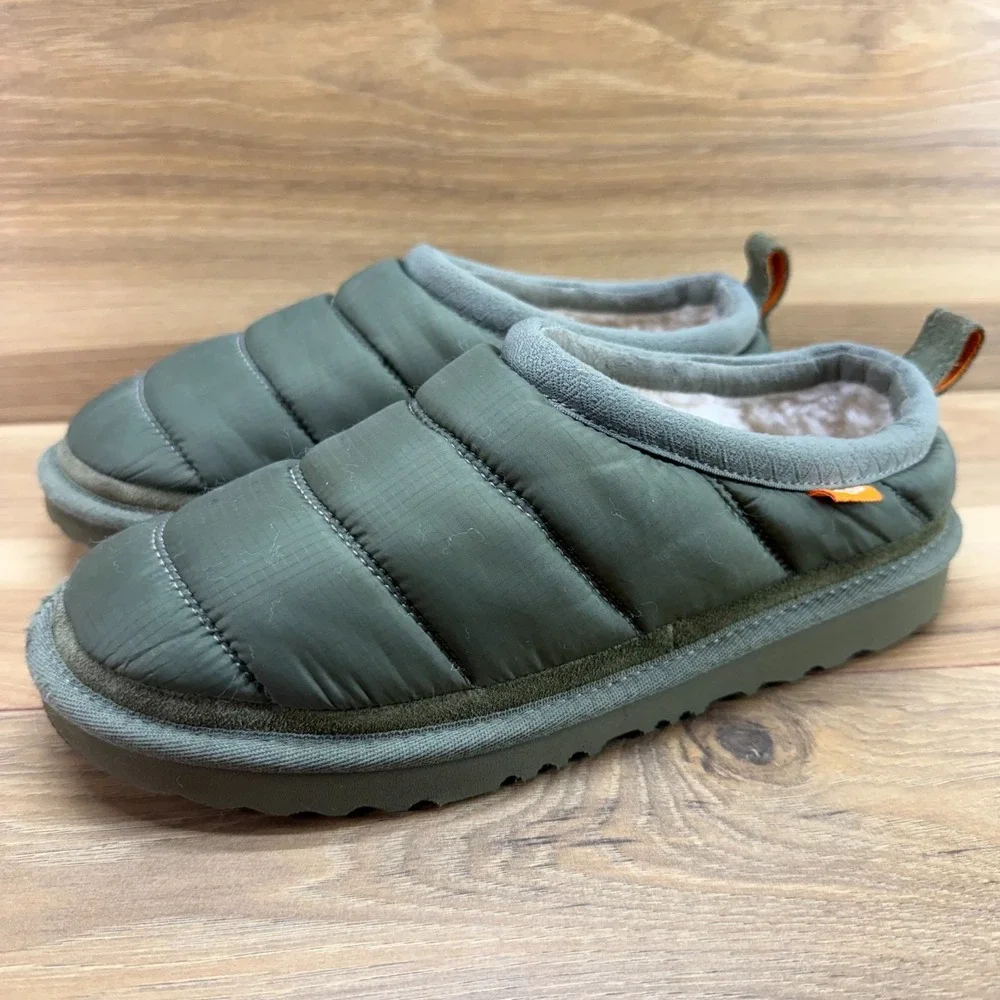 UGG Tasman Quilted Nylon Puffer Slippers Youth Size 6 Big Kids Boys Green
